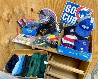 Gloves, sports collectibles, white socks, Chicago Cubs