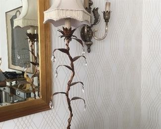 Pair of antiqued gold lamps