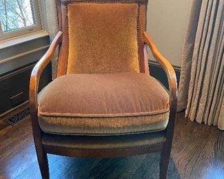 PAIR OF MOHAIR UPHOLSTERED ARMCHAIRS 