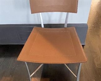 8 CAMEL LEATHER KLISMOS CHAIRS 
