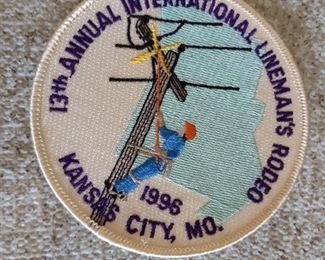 This patch sits on the vintage steel desk down in the basement office. As you enter, go down the stairs to your left.