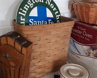 Santa Fe sign sits in the only Longaberger in the house, FYI.