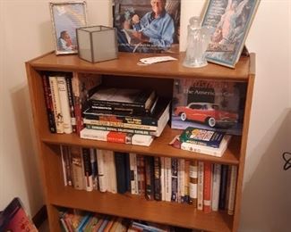 Books, first bedroom on the left.