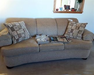 Pristine beige sofa, comfy too!