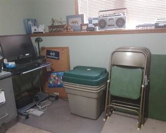 More office stuff, vintage green card table.