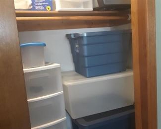 Basement office closet. This is side B. Loads of totes and storage solutions.