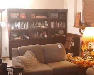 Nice Shelving in the basement family room.