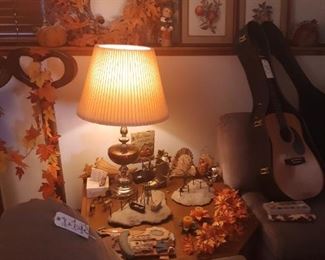 Fall decorations in the basement family room.
