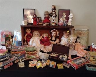 Vintage dolls and toys