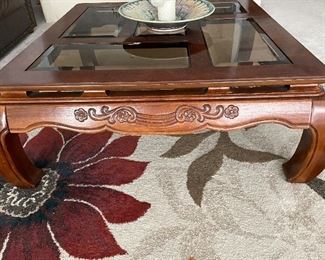 Area rug - glass top coffee table 
