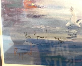 Framed Signed Limited Edition Seascape by Bob Pittman Sailboat 266/300