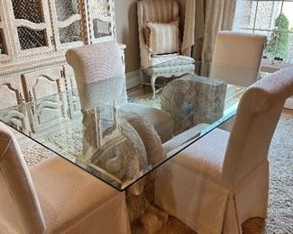 Gorgeous Thomasville Table and 4 chairs with concrete base. No stains, cracks or chips!