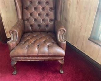 High Back Tufted Leather Chair