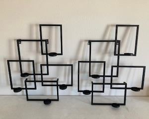 Geometric Black Metal Wall Mount Candle Holders