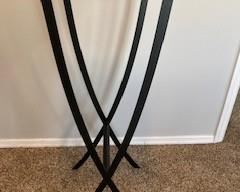 Black Metal Mirror Top Plant Stand 36x12