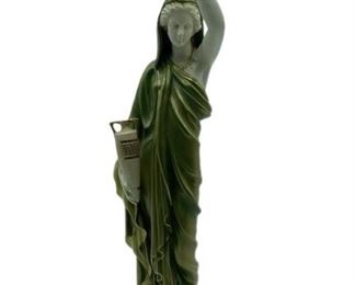 ANTIQUE ROYAL WORCESTER GREEK FEMALE FIGURINE 15"
ANTIQUE JAMES HADLEY ROYAL WORCESTER GRECIAN FEMALE FIGURINE IN GREEN DRESS WITH GREEK KEY URN
-STAMPED 2 125
-VERY GOOD CONDITION
-DP22822
-"15 X 14" DIAMETER APPROX
-C 1912
-VERY GOOD CONDITION
-DP22322