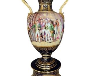 ANTIQUE VIENNA PORCELAIN VASE C.1880 29"
IMPORTANT ANTIQUE VIENNA PORCELAIN VASE WITH GILT NAPOLEONIC SCENES PAINTED IN ROYAL VIENNA STYLE BY DECORATOR FRANZ DORFL
-29" X 10" AT BASE
-VERY GOOD CONDITION WEAR CONSISTENT WITH AGE
-DP11422
