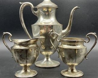 VTG ARTCRAFT STERLING SILVER TEA SERVING SET 558 G

ARTCRAFT STERLING SILVER TEA SERVING SET
-558 GRAMS
-MONOGRAMMED
-DP22522