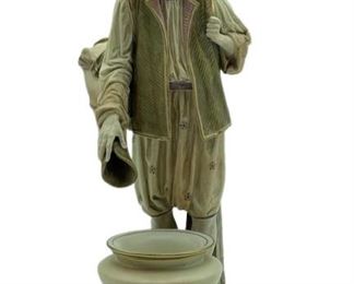 ANTIQUE ROYAL WORCESTER WATER CARRIER FIGURINE 12"

ANTIQUE JAMES HADLEY FOR ROYAL WORCESTER EASTERN MALE WATER CARRIER FIGURINE WITH REMOVABLE INSERT | COLLECTIBLE PORCELAIN FIGURINES
-C. 1887
-SHAPE 596
-12" X 5" DIAMETER APPROX
-GOOD CONDITION, URN HAS BECOME DETACHED, REPAIRABLE
-DP22322