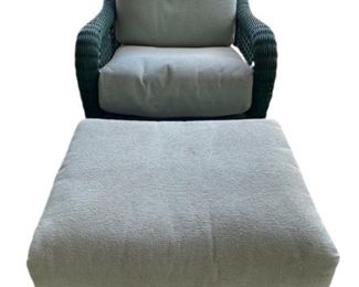 VINTAGE WICKER LOUNGE CHAIR & OTTOMAN 32"

WICKER LOUNGE CHAIR & OTTOMAN | COASTAL MID CENTURY ISLAND CHIC HOME DECOR 1 OF 2
-32" X 30" X 30" CHAIR APPROX
-15" X 25" X 23" APPROX TO OTTOMAN
-GOOD VINTAGE CONDITION, REPAINTED, WEAR TO FOOT, BALANCE
-DP22822