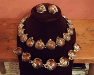 Vintage copper & sterling set-Mexico