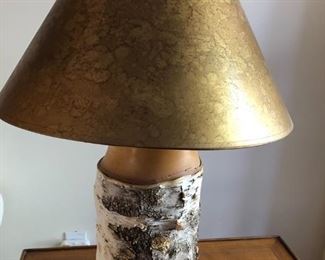 Pair of birch wood lamps