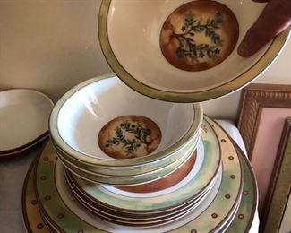 dish set pine branch