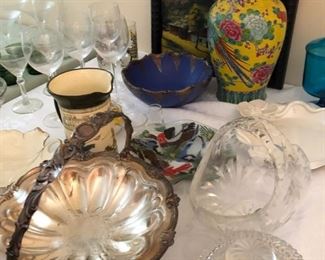 silver plate and dishes