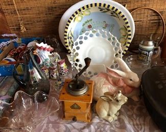 dishes, coffee grinder, decor