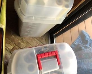 wrapping paper and plastic container