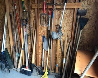 large selection of yard tools
