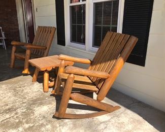log leg rocker and table set