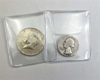  1964 JFK 90% Silver Half & 1944 90% Quarter