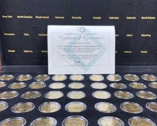  US Gold Plated 50-State Quarters Set in Box