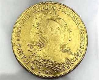  1783 Brazil Gold 4 Escudos, Maria I & Pedro III