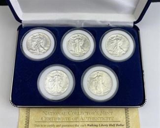 For your consideration is this Set of (5) WWII Era Silver Walkers, BU 1941-45' w/ box and COA.  Nice set!
Friendly reminder: All bids are final.  Nonpayment will result in banning.