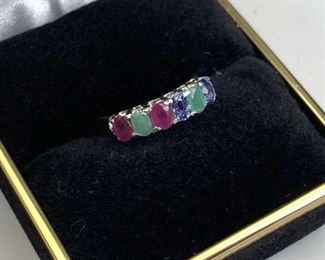  925 Silver & Natural Multi-Gemstone Ring in Box. Marked and jeweler tested. Comes in a size 6.5