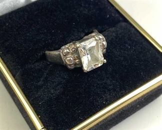  925 Silver & Large CZ Gemstone Ring in Box. Marked and jeweler tested. Comes in a size 7
