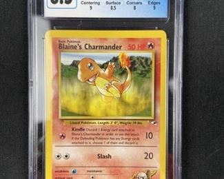  Pokemon Blaine's Charmander Gym Heroes CGC 8.5 with subgrades!