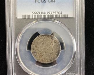  1914-S Barber Quarter, Rare Key Date PCGS G4.  PCGS Price guide $125