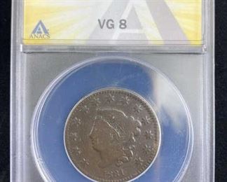  1831 US Large Cent ANACS VG-8.  CPG price guide: $54