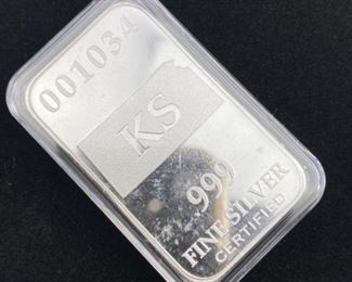  1oz Silver US State Bar, KS .999