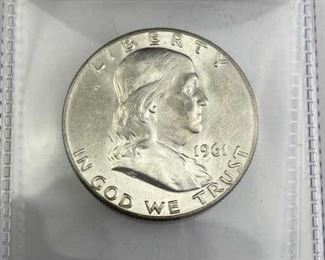  1961-D Franklin Silver Half Dollar, BU