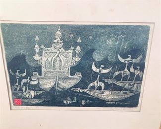 Etching “Festival Boats” by Manuel Rodriguez, Philippines