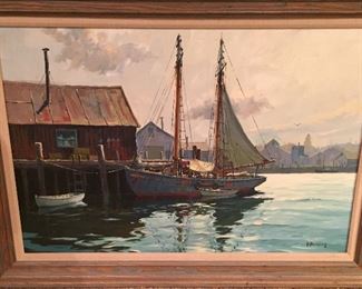 Oil on canvas signed H. Amundsen (Hajalmar Cappy Amundsen) probably either Sag Harbor, Long Island, New York or Rockport Mass