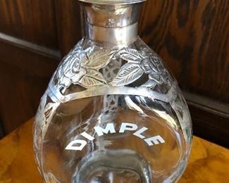 Sterling silver overlay liquor bottle