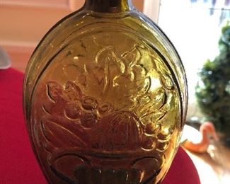 Antique olive green cornucopia flask