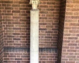 The other of the pair of 6’ tall cement garden Herm, original to the 1918 house