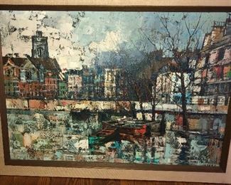 Aldo Rando, large signed oil on canvas. Probably somewhere in Paris or France