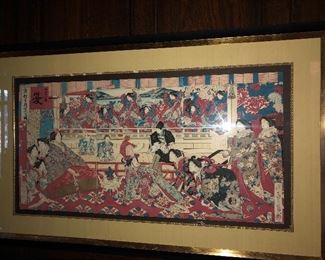 Large antique Japanese woodblock print
